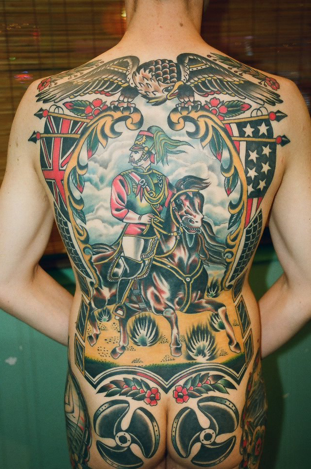Full Back Cavalryman traditional tattoo